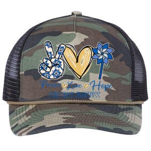 Blue rainbow child abuse prevention awareness month 247365 Retro Rope Trucker Hat Cap