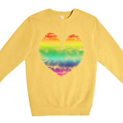 Big Rainbow Clouds Heart Tee Cute Valentines Day Gift Great Gift Premium Crewneck Sweatshirt