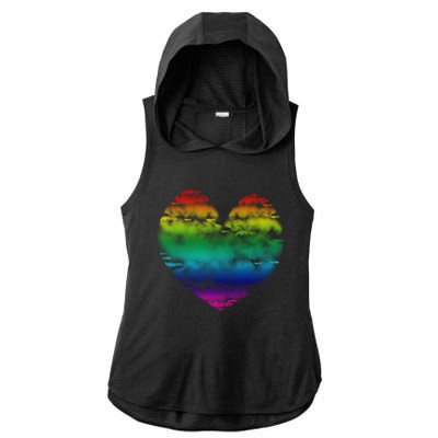 Big Rainbow Clouds Heart Tee Cute Valentines Day Gift Great Gift Ladies PosiCharge Tri-Blend Wicking Draft Hoodie Tank