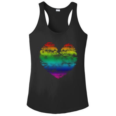 Big Rainbow Clouds Heart Tee Cute Valentines Day Gift Great Gift Ladies PosiCharge Competitor Racerback Tank