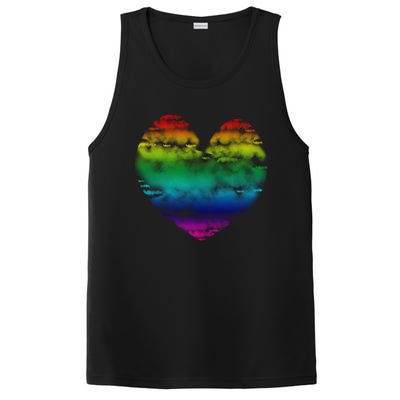 Big Rainbow Clouds Heart Tee Cute Valentines Day Gift Great Gift PosiCharge Competitor Tank