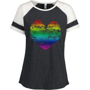 Big Rainbow Clouds Heart Tee Cute Valentines Day Gift Great Gift Enza Ladies Jersey Colorblock Tee