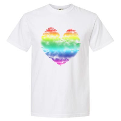 Big Rainbow Clouds Heart Tee Cute Valentines Day Gift Great Gift Garment-Dyed Heavyweight T-Shirt