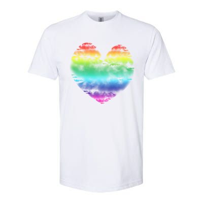 Big Rainbow Clouds Heart Tee Cute Valentines Day Gift Great Gift Softstyle CVC T-Shirt