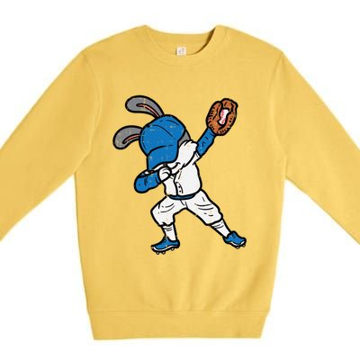 Bunny Rabbit Dab Baseball Easter Sport Pitcher Gift Premium Crewneck Sweatshirt