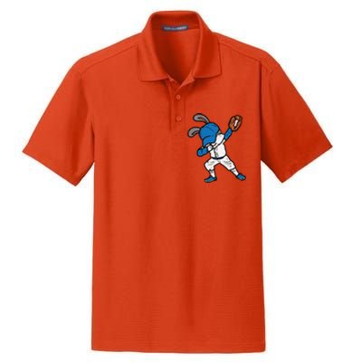 Bunny Rabbit Dab Baseball Easter Sport Pitcher Gift Dry Zone Grid Polo