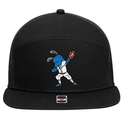 Bunny Rabbit Dab Baseball Easter Sport Pitcher Gift 7 Panel Mesh Trucker Snapback Hat