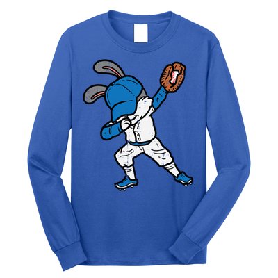Bunny Rabbit Dab Baseball Easter Sport Pitcher Gift Long Sleeve Shirt