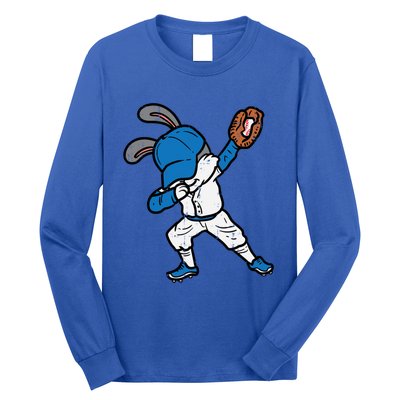 Bunny Rabbit Dab Baseball Easter Sport Pitcher Gift Long Sleeve Shirt