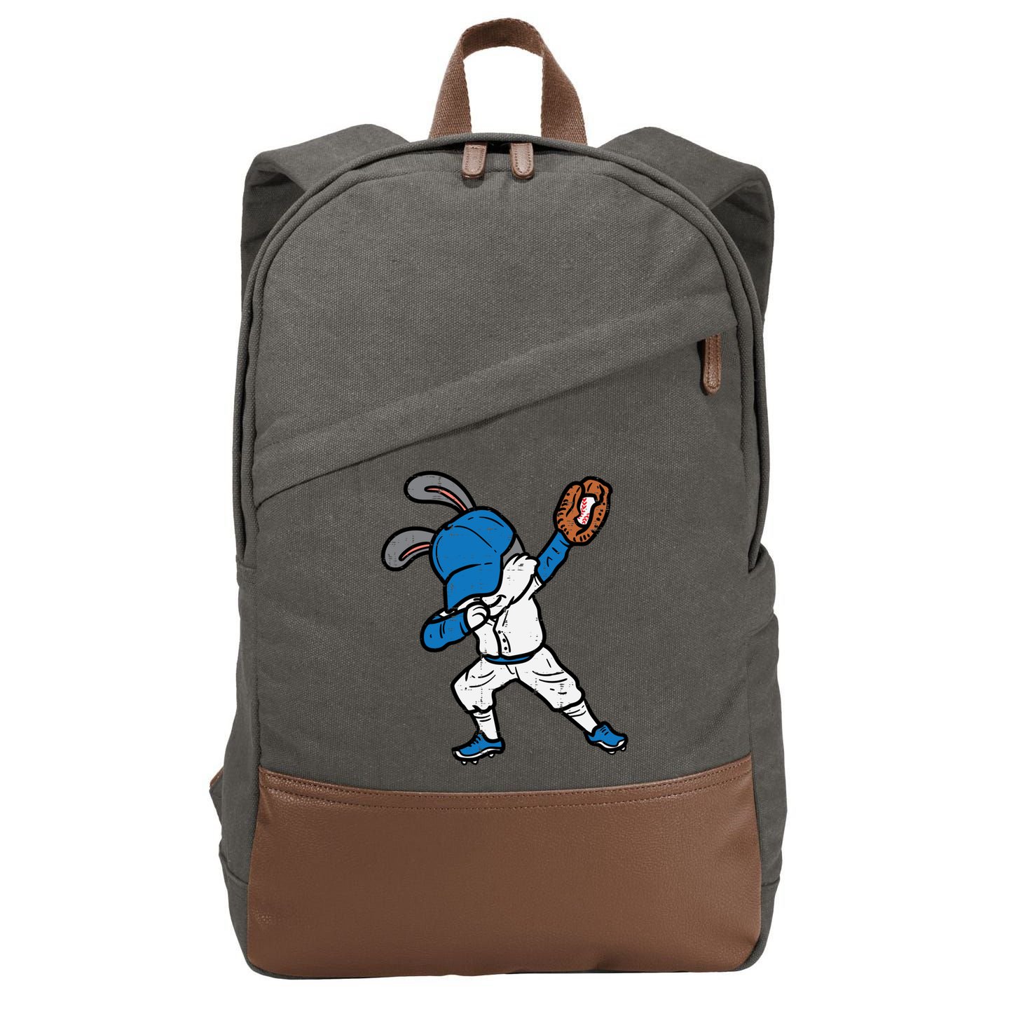Bunny Rabbit Dab Baseball Easter Sport Pitcher Gift Cotton Canvas Backpack
