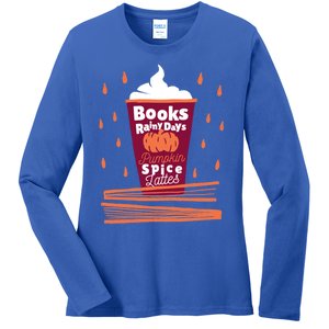 Books Rainy Days Pumpkin Spice Lattes Gift Ladies Long Sleeve Shirt