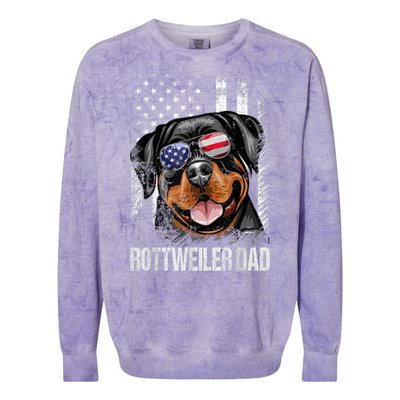 Best Rottweiler Dad Ever American Flag Dog Lover Gift Colorblast Crewneck Sweatshirt