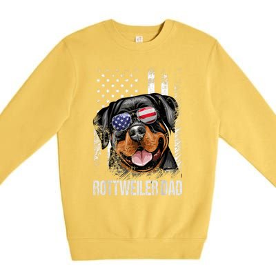 Best Rottweiler Dad Ever American Flag Dog Lover Gift Premium Crewneck Sweatshirt