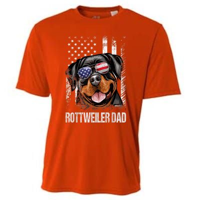 Best Rottweiler Dad Ever American Flag Dog Lover Gift Cooling Performance Crew T-Shirt