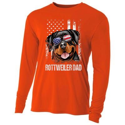 Best Rottweiler Dad Ever American Flag Dog Lover Gift Cooling Performance Long Sleeve Crew