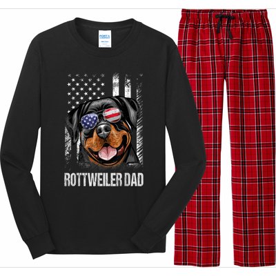 Best Rottweiler Dad Ever American Flag Dog Lover Gift Long Sleeve Pajama Set