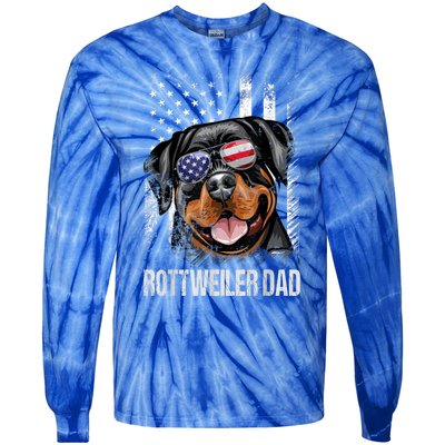 Best Rottweiler Dad Ever American Flag Dog Lover Gift Tie-Dye Long Sleeve Shirt