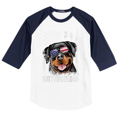 Best Rottweiler Dad Ever American Flag Dog Lover Gift Baseball Sleeve Shirt