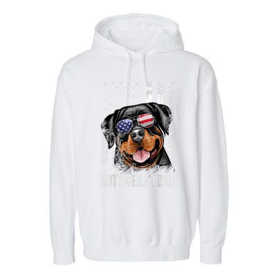 Best Rottweiler Dad Ever American Flag Dog Lover Gift Garment-Dyed Fleece Hoodie