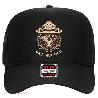 Bear Resist Destruction High Crown Mesh Back Trucker Hat