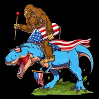 Bigfoot Riding Dinosaur USA Flag 4th Of July America Backpack