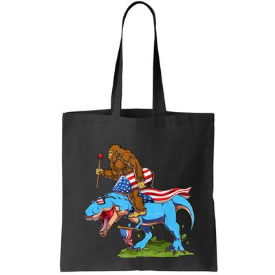 Bigfoot Riding Dinosaur USA Flag 4th Of July America Bag