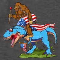 Bigfoot Riding Dinosaur USA Flag 4th Of July America Vector Backpack