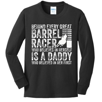 Barrel Racer Daddy Dad Father Barrel Racing Kids Long Sleeve Shirt