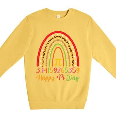 Boho Rainbow Design Geek Lover Math Teacher Happy Pi Day Gift Premium Crewneck Sweatshirt