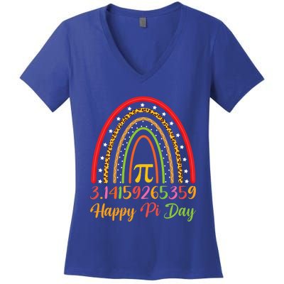 Boho Rainbow Design Geek Lover Math Teacher Happy Pi Day Gift Women's V-Neck T-Shirt