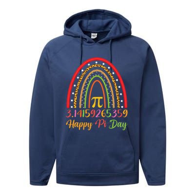 Boho Rainbow Design Geek Lover Math Teacher Happy Pi Day Gift Performance Fleece Hoodie