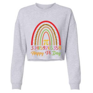 Boho Rainbow Design Geek Lover Math Teacher Happy Pi Day Gift Cropped Pullover Crew