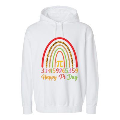 Boho Rainbow Design Geek Lover Math Teacher Happy Pi Day Gift Garment-Dyed Fleece Hoodie