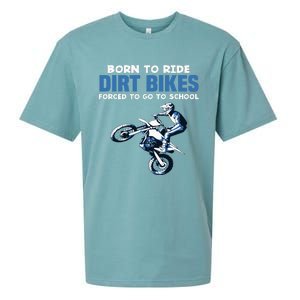 Born Ride Dirt Bikes Forced School Funny Motocross Boy Sueded Cloud Jersey T-Shirt