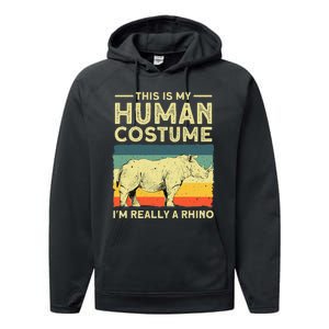 Best Rhino Design Rhino Rhinoceros Lovers Performance Fleece Hoodie