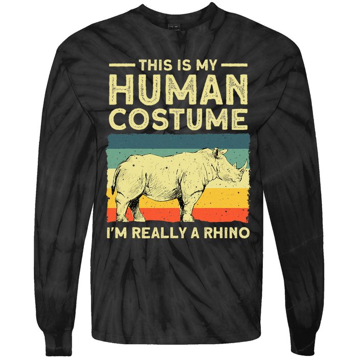 Best Rhino Design Rhino Rhinoceros Lovers Tie-Dye Long Sleeve Shirt