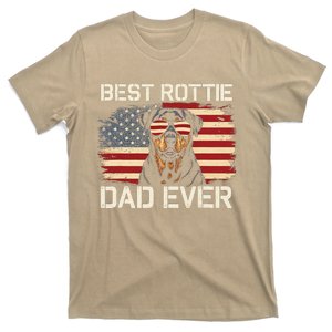 Best Rottie Dad Rottweiler Dog American Flag Patriotic T-Shirt