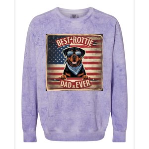 Best Rottie Dad Ever Rottweiler American Flag For Dad Gift Colorblast Crewneck Sweatshirt