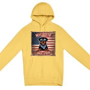 Best Rottie Dad Ever Rottweiler American Flag For Dad Gift Premium Pullover Hoodie