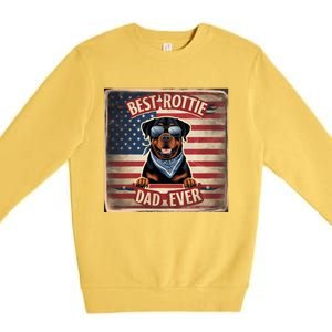 Best Rottie Dad Ever Rottweiler American Flag For Dad Gift Premium Crewneck Sweatshirt