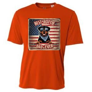 Best Rottie Dad Ever Rottweiler American Flag For Dad Gift Cooling Performance Crew T-Shirt