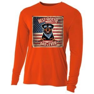 Best Rottie Dad Ever Rottweiler American Flag For Dad Gift Cooling Performance Long Sleeve Crew