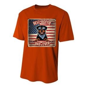 Best Rottie Dad Ever Rottweiler American Flag For Dad Gift Performance Sprint T-Shirt