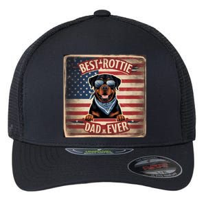 Best Rottie Dad Ever Rottweiler American Flag For Dad Gift Flexfit Unipanel Trucker Cap