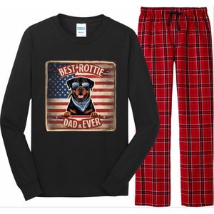 Best Rottie Dad Ever Rottweiler American Flag For Dad Gift Long Sleeve Pajama Set