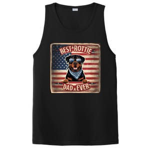 Best Rottie Dad Ever Rottweiler American Flag For Dad Gift PosiCharge Competitor Tank