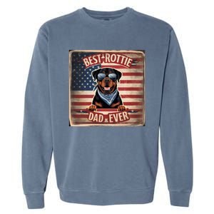 Best Rottie Dad Ever Rottweiler American Flag For Dad Gift Garment-Dyed Sweatshirt