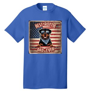 Best Rottie Dad Ever Rottweiler American Flag For Dad Gift Tall T-Shirt