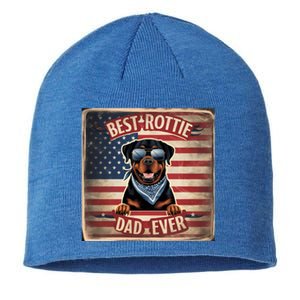 Best Rottie Dad Ever Rottweiler American Flag For Dad Gift Sustainable Beanie