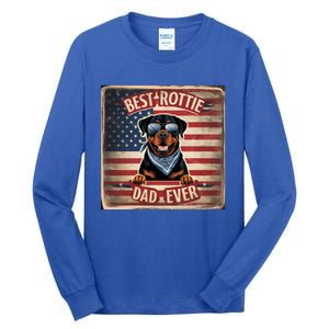 Best Rottie Dad Ever Rottweiler American Flag For Dad Gift Tall Long Sleeve T-Shirt